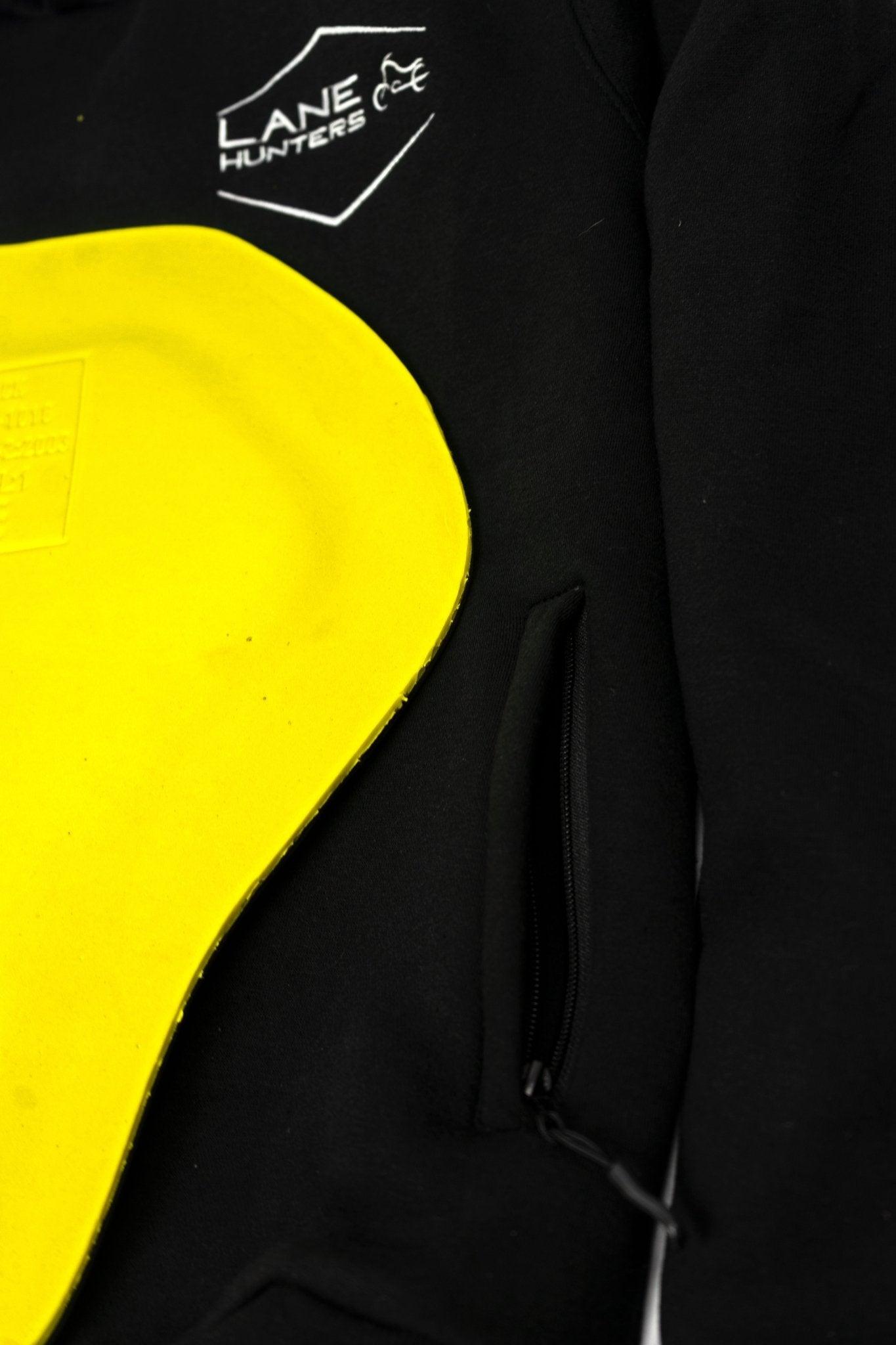 Motorcycle Armored Waterproof Black Hoodie With Kevlar Lane Hunters